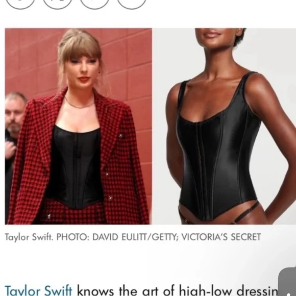 New! Victorias Secret Taylor swift black lace up corset top 45928